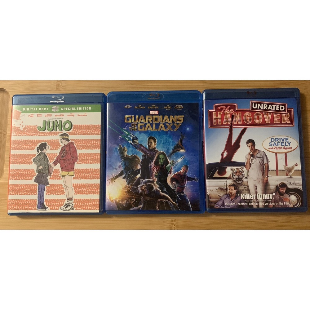 Lot Of 3 Blu-Ray Movies: Juno, Guardians Of The Galaxy, The Hangover
